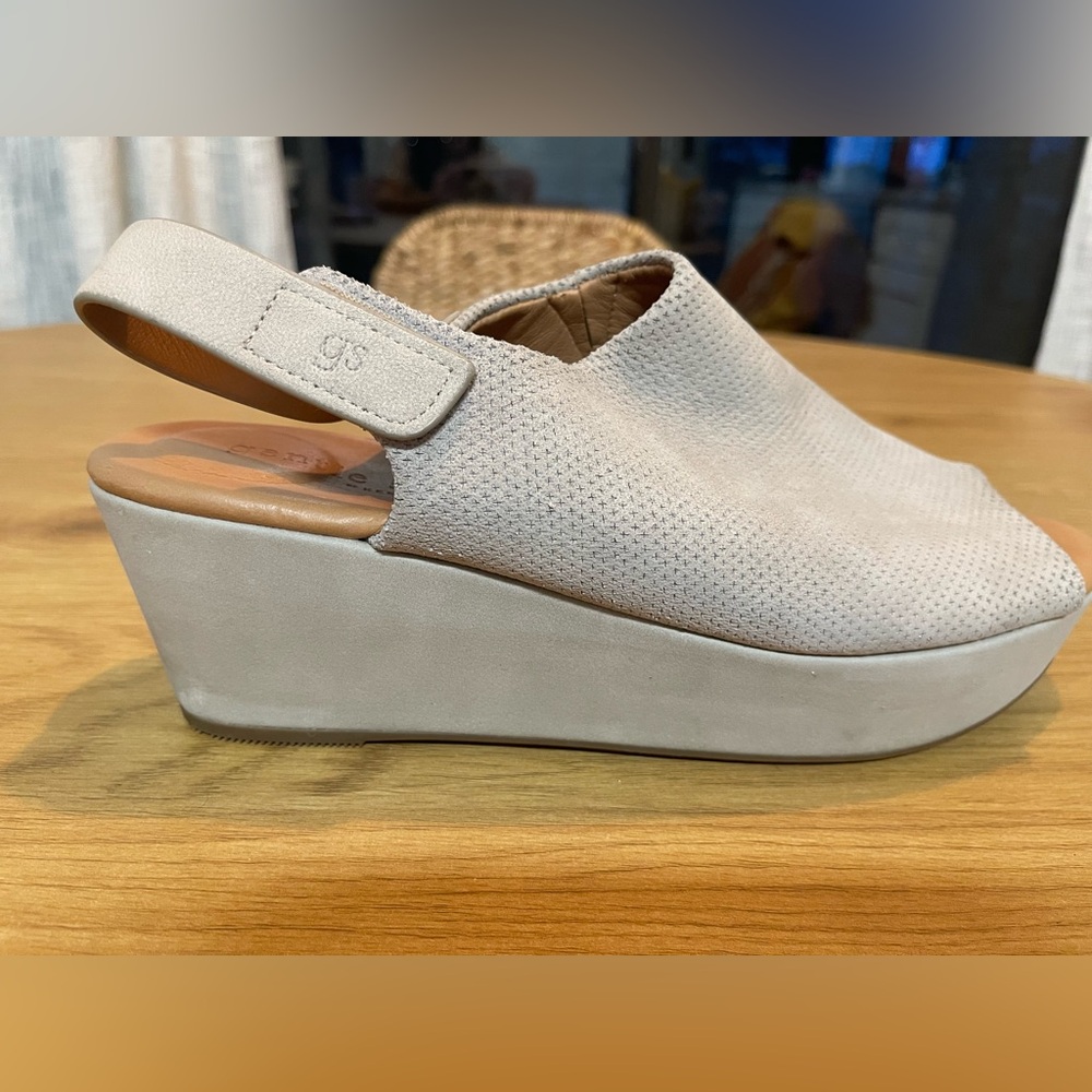 gentle souls Cream Perforated Wedge Slingback